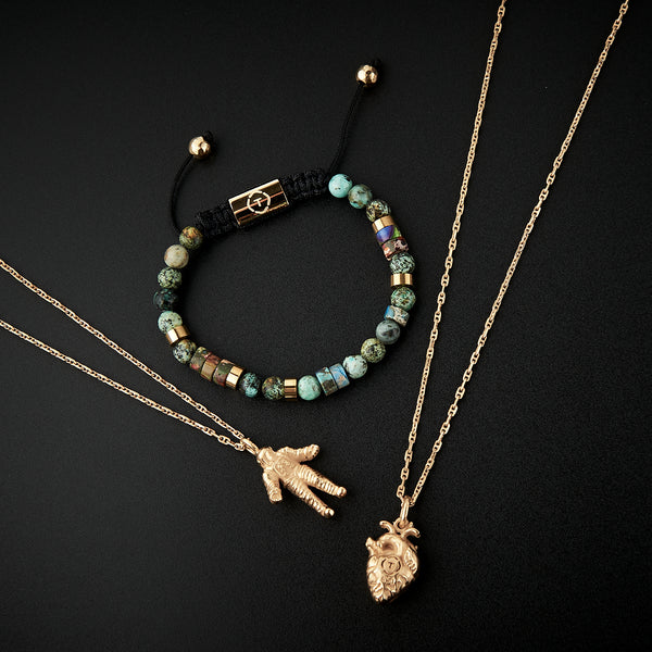 African Turquoise with Heishis GOLD