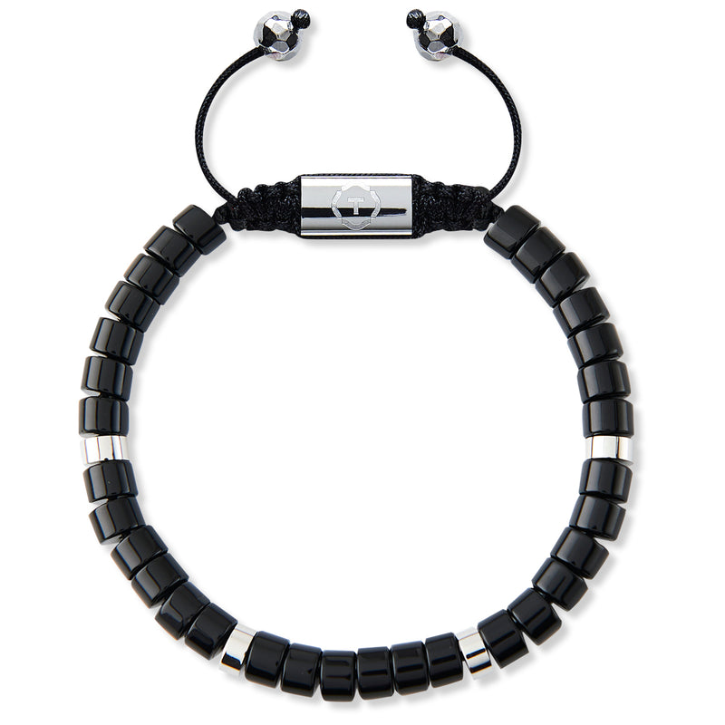 Heishi Onyx Silver Bracelet